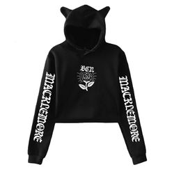 Women's Hoodies Sweatshirts Macklemore Merch The Ben Tour Pullover Cat Ears Hoodie Long Sleeve Female Cropped Top Clothes 230810