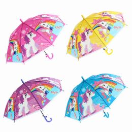 Kids Cartoon Transparent Umbrella Windproof Rain Umbrellas Children EVA Straight Long Handle Kid Girls Sun Protection Portable SALE ZZ