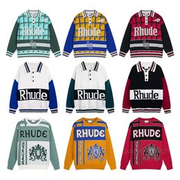 23SS Designer Man Sweaters Rhude Jumpers Fashion Luxury Knitted Wool Sweater Men's Casual Pullover Long Sleeves Loose Fit Women Winter Sweatshirts