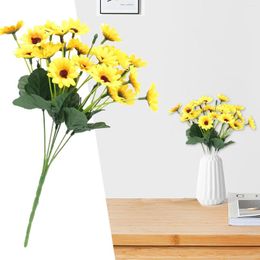 Decorative Flowers 24 Heads Artificial Sunflower DIY Wedding Bouquet Home Decoration;24 Rose