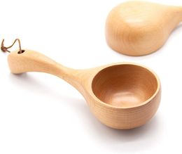 Wooden Ramen Spoon Tableware Bouillon Soup Ladle Japanese Style Wood Handle Water Scoop Home Kitchen Accessories