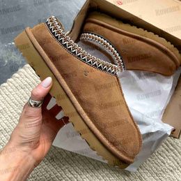 Boots Tasman Slippers Tazz Chestnut Fur Slides Sheepskin Shearling Classic Ultra Mini Platform Boot Winter Mules Women Men Slip-on Shoes Suede Upper Wool Fallh