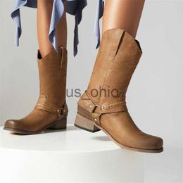 Boots British Short Motorcycle Boots Shoes Woman 2023 Autumn Winter Vintage Midcalf Boot Unisex Fashion Buckle Snow Boots Brand J230811