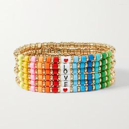 Strand KKBEAD Letter LOVE Heart Bracelet For Women Enamel Tile Beads Bracelets Set Gifts Jewellery Friends Boho Summer Pulseras