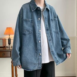 Mens Jackets Korean Blue Casual Workwear Jean Jacket Loose Youthful Male Vintage Streetwear Clothes Fashion Denim 230810