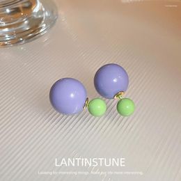 Stud Earrings Simple Design Candy Color Simulated Pearls For Women Personality Heterochromatic Young Girls Party Jewelry N532