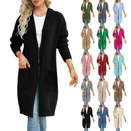 Women's Trench Coats Hooded Solid Color Medium Length Knit Shirt Fashion Casual Pocket Long Womens Swim Sexy Sweater Tops For Women