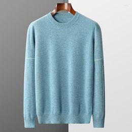 Men's Sweaters Autumn Winter Pure Cashmere Sweater Round Neck Pullover Pineapple Needle Knitting Bottom Wool Long Sleeve Short Style