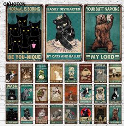 Black Cat Vintage Metal Sign Retro Have A Seat Tin Sign Art Home Decoration for Coffee Shop Living Room Pet Shop Wall Decor Bathroom Decor 30X20CM w01