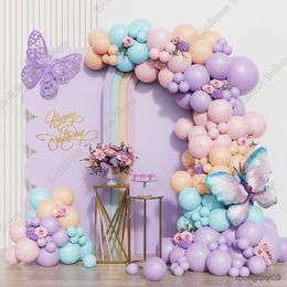 Decoration 135/148pcs Pink Purple Butterfly Balloons Garland Butterfly Birthday Baby Shower Wedding Decor Globos R230811