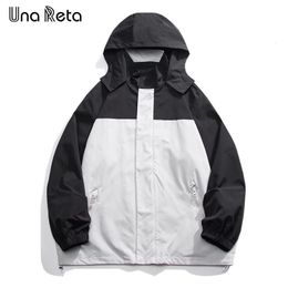 Mens Jackets Una Reta Oversized Hooded Jacket Autumn Harajuku Men Clothing Streetwear Hip Hop Waterproof Splicing Hiking Couple Coat 230810