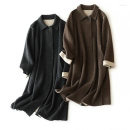 Women's Sweaters Winter Thickened Cashmere Cardigan Mid-length Coat 100 Pure Knitted Sweater