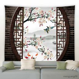 Tapestries Chinese Retro Landscape Tapestry Background Wall Tapestry Bedroom Living Room Garden Background Can Be Customized R230811