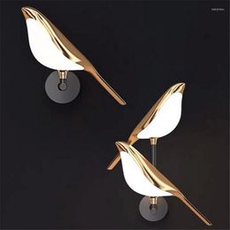 Wall Lamps Magpie Modern Lights Minimalist Living Room Background Luxury Creative Bedroom Lamp El Bedside Light 20#