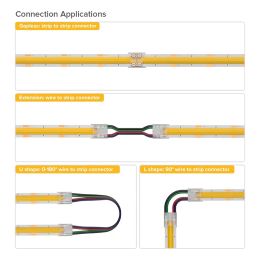 5V 12V 24V LED Strip Connectors 4Pin 10mm Transparent Unwired Strip Wire Connectors Long 22AWG Extension Wire 12 LL