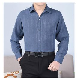 Men's Casual Shirts Loose Fit Single Breasted For Men Long Sleeved Cotton Linen Large Size Middle-aged Chemise Homme Q531