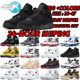 2024 Designer Sneakers 4 Basketball Shoes Men Women 4s Pine Green Seafoam Military Black Cat Midnight Navy red cement Oreo Red Bred Mens Trainers canvas