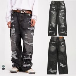 Purple Jeans Denim Trousers Mens Jeans Designerloose And Draping Fashion Brand Hip Hop High Waist Versatile Women's Pants Couple 347