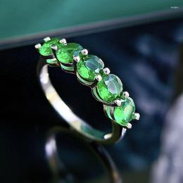 Cluster Rings SpringLady Vintage Solid 925 Sterling Silver Round Cut Emerald Gemstone Ring For Women Wedding Band Fine Jewellery Gift