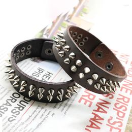 Charm Bracelets Punk Non-mainstream Spike Bracelet Fashion Rock Wrist Cowhide Double Row Jewellery Gift