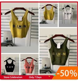 Womens sexy fashion print letter knit tank tops luxury designer summer crochet crop top tees shirts cropped camis woman jumper pullover 2023 knitting clo