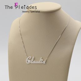 Pendant Necklaces 925 Solid Silver Name Necklace Customised Heart Decorated Pendent Personalised Gift for Your Pretty Girl 230811