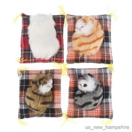 Decorations Car Ornaments Cute Simulation Sleeping Cats Home Decoration Lovely Plush Kittens Doll Toy Auto Interior Accessories R230811