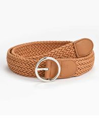 Belts Vintage Knitted Round Pin Buckle Women Belts 2022 Casual Summer Bohemian Woven Wasit Strap Dress Jeans Wide Belts