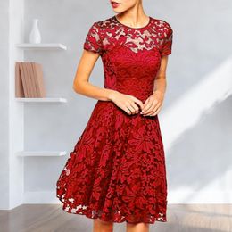 Casual Dresses Short Sleeves Above Knee Length Match Shoes Flower Embroidery Prom Dress Women Summer Clothes