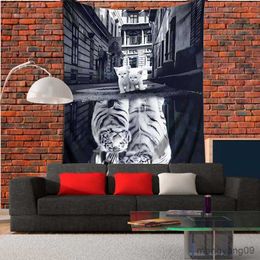 Tapestries Living Room Wall Art Bedroom Dorm Dream Cat Tapestry Pet Dog Tiger Wolf Wall Hanging R230811