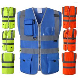 Men's Vests High Visibility Mesh Safety Reflective Vest With Pockets And Zipper Security Cycling Walking Sports Outdoor Construction