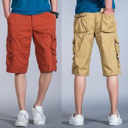 Men's Shorts Men Summer Daily Casual Fashion Cotton High-Quality Jogging Multi-Pocket Loose Cargo Knee Length
