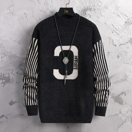 Men's Sweaters Fashion striped sweater men's pullover O-neck slim fitting pullover knit warm winter Korean casual men's clothing 230811