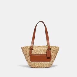 designer structured tote leather woven espadrilles women bags beach market shopping No24