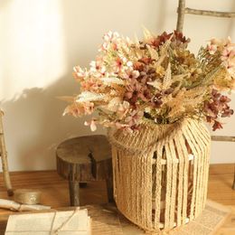 Decorative Flowers Artificial Bouquet DIY Scrapbooking Small Ferns Fake Plants Faux Grass For Home Wedding Christmas Decoration