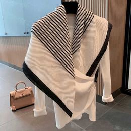 Scarves Autumn and winter new fashion all-match pleated striped scarf summer sunscreen shl triangle square scarf women's silk scarf