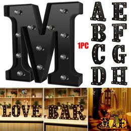 Decorative Objects Figurines LED Black Letter Light 26 English Night Light Large Luminous Alphabet Lights Wedding Modelling Lamp For Party Birthday Home Bar 230810