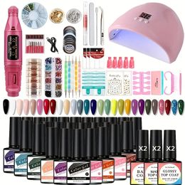 Professional Nail Gel Polish Set with 36W UV Lamp and Top Coat - Perfect for Beginners and Manicures - Includes Matte Gel Varnish and Nail Shop Kit