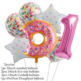 Decoration Candy Ice Cream Donut Pink Lollipop Foil Balloons Number Balloons Set Girls Birthday Decorations Baby Shower