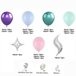 Decoration Purple Green Blue Balloons Mermaid Anniversaire Happy Birthday Globos Decoration Girl