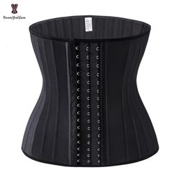 Waist Tummy Shaper Black Cream 3 Hook And Eye 25 Steel Booned Latex Waist Trainer Fajas Girdle Sashes Waistband Plus Size Underwear Corselet Women 230811