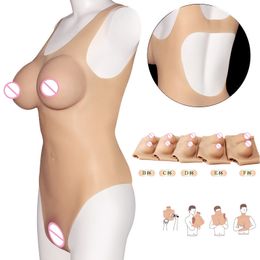 Breast Form Fake Pussy Silicone Bodysuit Forms Breastplate Drag Queen Vagina For Transgender Crossdressers Sissy Boobs Shemale 230811