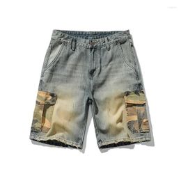 Men's Jeans Summer Cargo Short With Camouflage Pockets Fashion Vintage Denim Shorts For Male Loose Fit Washed