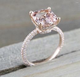 Cluster Rings Vintage 18K Rose Gold Ring Fashion Simulated Diamond Party Wedding Band For Women Men Wholesale Jewellery