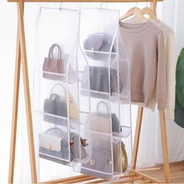 Storage Bags Dustproof Thin Purse Bag Clear Hook Design Handbag Organiser Double-sided 6/8 Pockets Hanging Holder Home Supplies