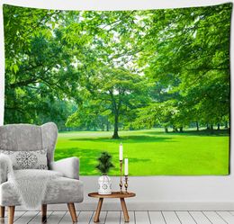 Tapestries Blue Sky Forest Tapestry Wall Hanging Natural Scenery Tropical Plants Home Art Background Fabric Can Be Customised