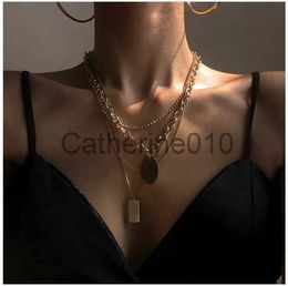 Pendant Necklaces Wind titanium steel necklace ins cold wind collarbone chain multi-layer stacked neck chain garden brand pendant sweater chain female J230811