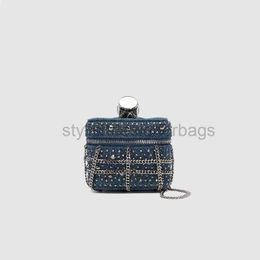 Cross Body Denim Mini Bag Women's 2023 Summer New Mouth Red Bag Fashionable Denim Hot Diamond One Shoulder Crossbody Box Bagstylishdesignerbags