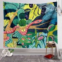 Tapestries Oil Painting Tropical Plants Tapestry Wall Hanging Green Leaf Aesthetics Mandala Wall Tapestry Hippie Bohemian Wall Decoration
