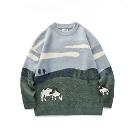 Men's Sweaters Men Cows Vintage Winter 2023 Pullover Mens O-Neck Korean Fashions Sweater Women Casual Harajuku Clothes